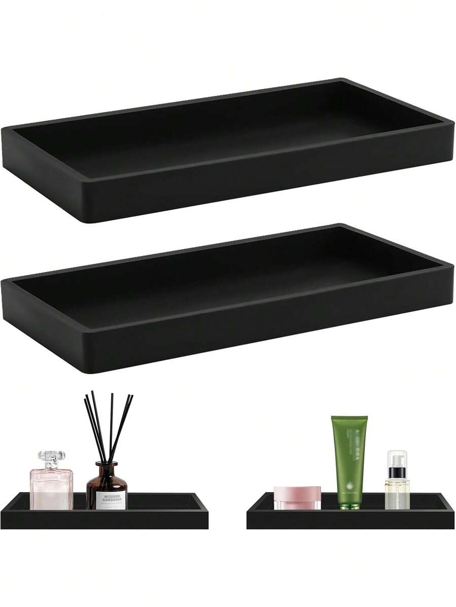 1个/2个浴室梳妆台托盘，迷你皂液器，小型香水和首饰碟，小饰品架，蜡烛托盘，浴室收纳架，厨房水槽窄型硅胶皂碟