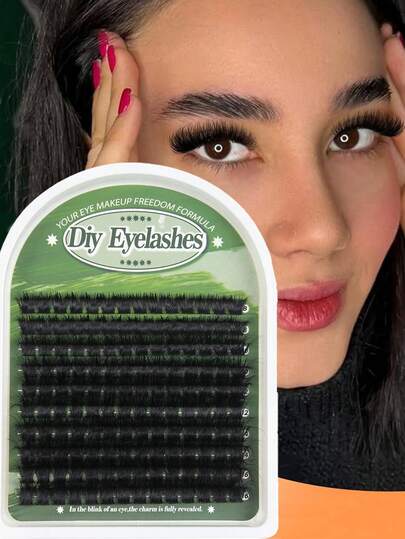 200D/180D/160D Faux Mink Lash Extension Kit, 150pcs/140pcs/120pcs Thick Single Cluster Eyelashes, D-Curl 8-16mm Eyelash Extension, Suitable For Daily Makeup And Cosplay, Reusable