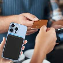 弹性 Magsafe 卡包，弹性皮革磁吸手机壳，内置磁铁，磁吸式手机套，适用于 Apple 12/13/14/15/16 Pro Max 和 Magsafe 手机壳，A-Z 字母图案 - 黑色 - 查看 5