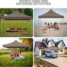 Carpa plegable para exteriores de 3 x 3 m con 4 paredes laterales, bolsa con ruedas y sacos de arena, cenador impermeable y sombrilla de doble cara, fácil de instalar y con prote - Caqui - Ver 2
