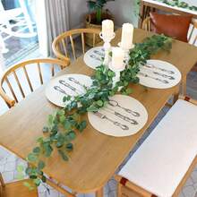 1/12/240pcs Artificial Eucalyptus Wreath, White Flowers, Silver Eucalyptus Leaves & Stars Wreath, Fake Green Plant Vines, Suitable For Wedding, Party, Fireplace, Table Runner, Home Decor, Room Decor, Bathroom Decor, Office Decor, Bedroom Decor, Summer Decor - Green - View 8
