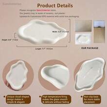 Jewelry Storage Tray-Decorative Tray-Ceramic Jewelry Dish For Women, Jewelry Tray Trinket Dish, Cloud Jewelry Holder Plate, Watch Keys Tray Ring Dish Holder For Mother's Day/Christmas/Thanksgiving/Birthday Gift(Silver) - trắng - Xem 5