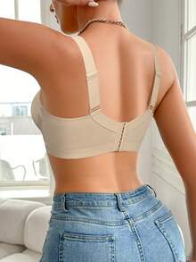 Women's Padded Bra - Wide Strap, Lace Trim, Side Support, Bust Enhancing, Sexy & Comfortable - Beige - View 9