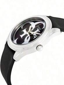 Guess Women's Watch, Women's Black Silicone Strap Watch, Silver Large Buckle Logo Dial, Casual Sports Quartz Wristwatch W0911L8 - Black and Silver - View 5