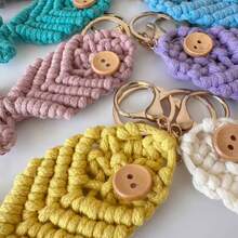 手工编织时尚创意鱼形钥匙扣棉绳简约吊坠包包配饰汽车挂件手机挂饰 - 彩色 - 查看 8