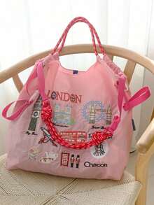 New Embroidered Pattern Large Capacity Tote Bag, Women's Fashion Versatile Shoulder Handbag - Multicolor - View 10