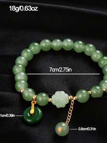 7pcs Elegant Faux Jade Butterfly, Gourd, Ruyi Pendant Bracelet Set, Women's Daily, Party, Holiday Gift Accessories - Multicolor - View 9