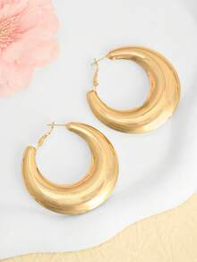 1 Pair Exaggerated Geometric Earrings, Hollow Design Non-Irritating, Non-Fading, Minimalist Elegant Metal Style, European And American Chic - Gold - View 4