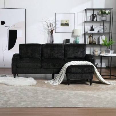 Elegant Sofa With Hocker & Stauraum – 4-Sitzer With Several Armlehnen, Getränkehalter, Seitentaschen & Robust Kunststofffüßen, Samtbezug Für High-Freundlichen Comfort
