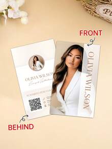 Personalized Exquisite Nail Salon Business Cards - These Carefully Designed Nail Business Cards Feature Custom Portraits And Elegant Layouts, Effectively Showcasing Service Styles And Professional Details (Such As Hair, Nails, Makeup, Lashes) - Multicolor - View 12