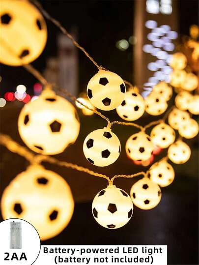1 pieza Luces de cadena con forma de balón de fútbol de 10 luces y 2m, decoración para habitación de niños, dormitorio, cumpleaños, boda, fiesta, vacaciones, regalo, luces LED de colores con caja de baterías