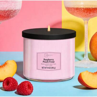 3-Wick Textured Wrap Raspberry Peach Frose Candle, 14 Oz