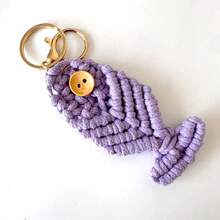 手工编织时尚创意鱼形钥匙扣棉绳简约吊坠包包配饰汽车挂件手机挂饰 - 彩色 - 查看 22