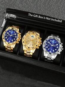 3PCS Men's 3 PiecesWatch Set – Versatile Business-Style Timepieces, Perfect For Gifting! - Multicolor - View 1
