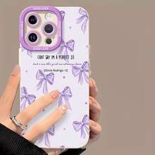 Lazos morados sobre un fondo suave con frase. Esta elegante funda es compatible con Samsung, Apple, VIVO, OPPO, , Transsion, ,  y Honor. Fabricada en silicona TPU, ofrece protección contra golpes y caídas, además de una sensación superior. Es un regalo ideal para familiares, amigos y seres queridos, y una opción perfecta para San Valentín y Año Nuevo. - Blanco - Ver 2