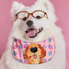 1件可爱宠物三角围兜/围巾，口水巾，适合猫狗居家使用 - 彩色 - 查看 5