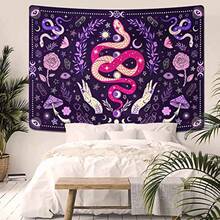 Boniboni 美学蛇形挂毯、蘑菇挂毯、月相星空挂毯、蝴蝶花卉挂毯、女巫挂毯、房间墙饰 - 美學蛇 - 查看 3