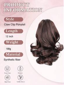 12-Inch Synthetic Fiber Wavy Ponytail Hairpiece, Natural Looking Clip-On Short Ponytail Wig, Fashion Hair Accessory, Elegant Hair Clip, Suitable For Autumn And Winter - Multicolor - View 4