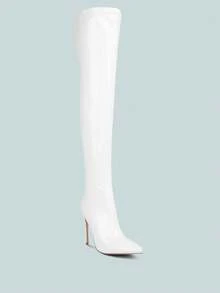 Riggle Long Patent Pu High Heel Boots - 白色 - 查看 2