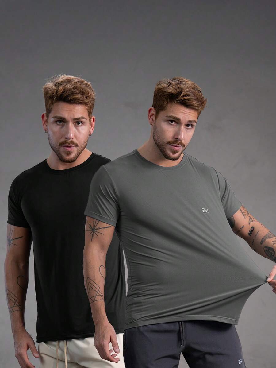 Kit 2 Dry Fit Polyamide T-Shirts - Negro / Gris - Ver 1