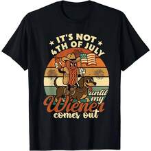 Funny 4th Of July Hot Dog – Retro Independence Day BBQ Humor Uni T-Shirt - Black - View 1