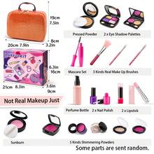 Simulated Makeup Kit For Girls, Play Makeup Set For Kids - Includes Cosmetic Bag For Birthdays And Christmas, Imaginary Makeup Fun For Toddlers And Little Girls Ages 3+ - Orange - View 3