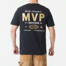 Under Armour 男士 UA MVP Services 短袖健身训练跑步圆领印花休闲运动T恤 1384288-001 - 黑色 - 查看 8