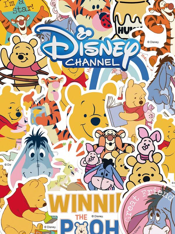Disney 50张/套 官方小熊维尼贴纸套装 可爱卡通维尼装饰贴纸 适用于剪贴簿、日记和DIY装饰