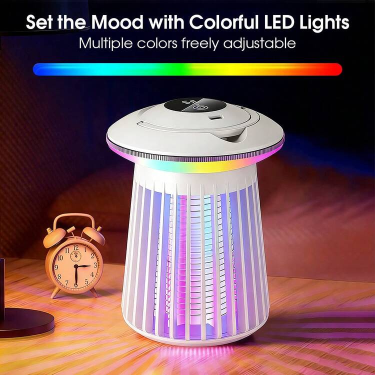 便携式灭蚊灯，电击式驱蚊器，可充电LED彩色夜灯，适用于卧室、房间、厨房、花园、庭院，无化学成分，有效消灭蚊子、苍蝇、飞蛾、果蝇 - 彩色 - 查看 4