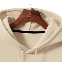 Pink Delicate Basic Kangaroo Hoodie Tumblr Style Women's Flannel Winter Coat - Màu be - Xem 2