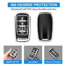 Dfor Dodge Key Fob Cover Fits For Dodge RAM 1500 2500 3500 4-5 Buttons 2019 2020 2021 2022 2023 TPU Key Fob Case With Keychain Remote Accories Key Fob Protection Sier-Black - 銀黑 - 查看 5