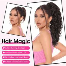 Claw Clip Ponytail Human Hair Extensions Water Wave Soft Brazilian Unprocessed Human Hair Weave Esay Wear No Shedding For Women Daily Use Party Wear 8-24 Inch - Natural Black - View 4