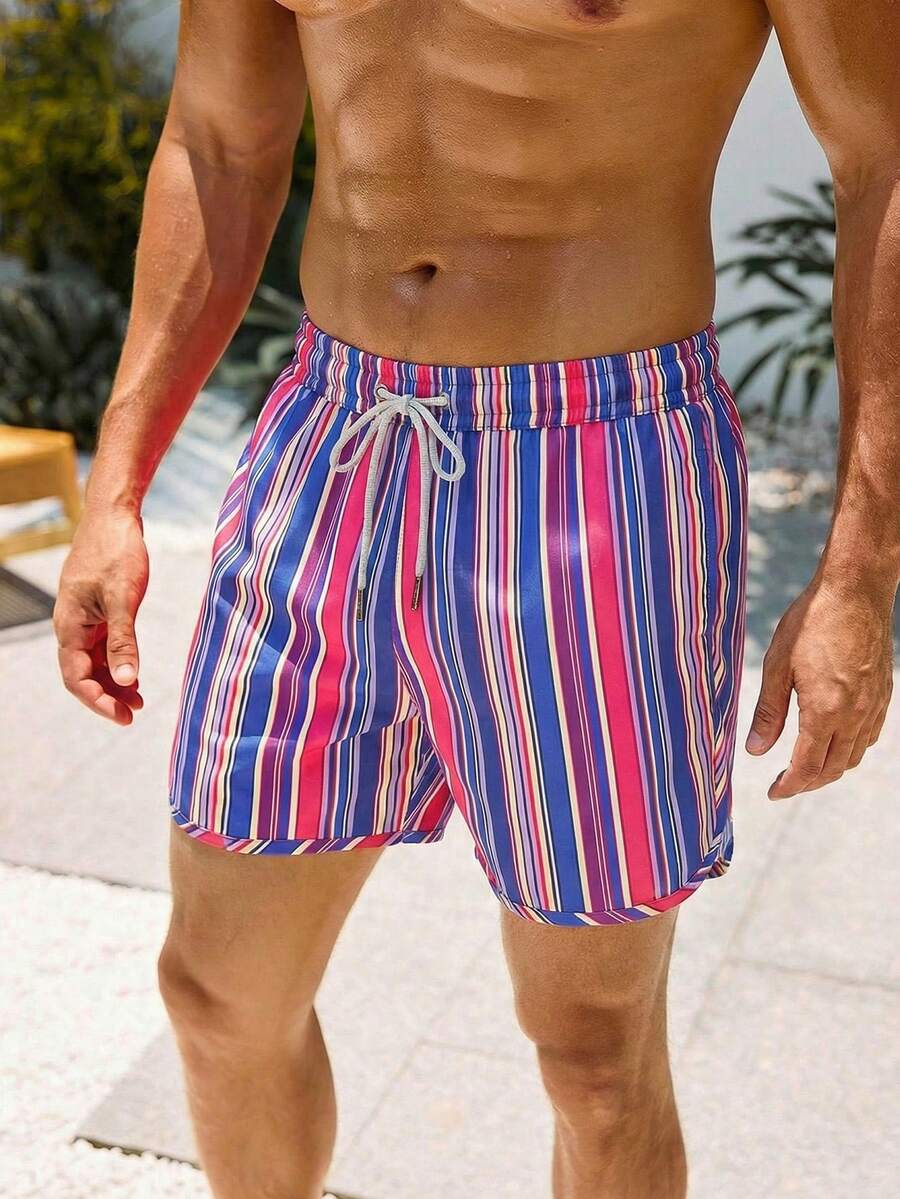 男士时尚美式度假休闲抽绳短裤，夏季 - 彩色 - 查看 1