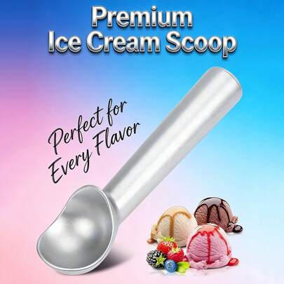 1 muỗng múc kem bằng nhôm chống dính, tay cầm chống đông, thiết kế bền chắc, dễ vệ sinh, thích hợp dùng cho kem, bột làm bánh quy, sinh tố, hạnh nhân và các món ăn khác trong nhà bếp, dụng cụ nhà bếp, dụng cụ làm kem, quà tặng cho phụ nữ, nam giới, gia đình
