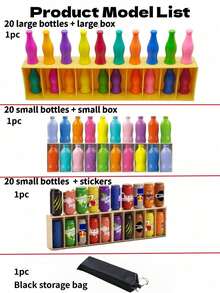 21pcs Mini Fun Beverage Color Challenge Game Toy, Travel Fun Matching Game Set, Suitable For Teenagers Memory, Logical Thinking And Reasoning Training, Suitable For Family Games, Board Game Educational Toy, Party Game, Game Supplies, Christmas Gift ﻿ - Multicolor - View 4