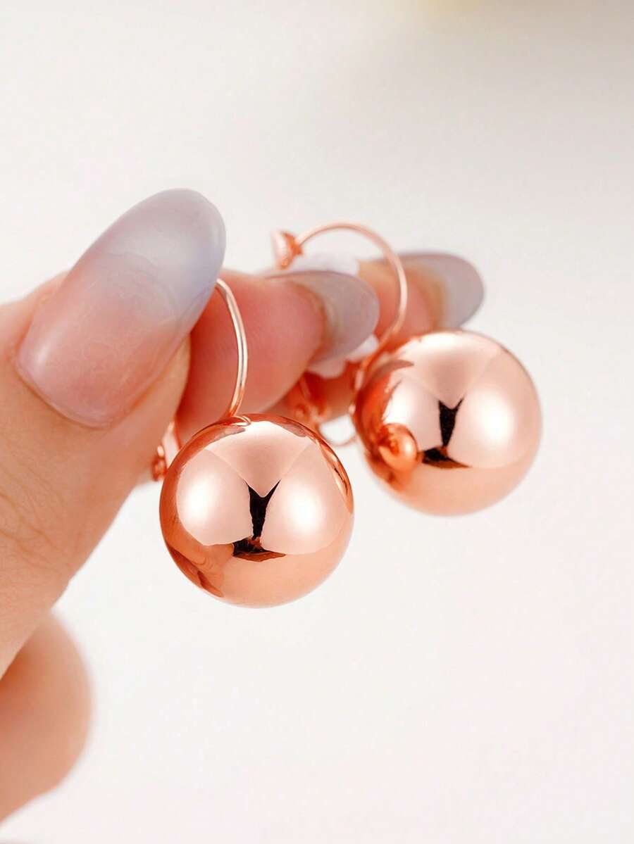 1 Pair Fashion Pearl Drop Earrings, Jewelry Gift For Women Anniversary Party Valentine's Day - Rose Gold - View 1