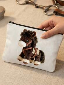 Die Schminktasche zum Jahr des Pferdes 2026 hat eine süße und verspielte Pferde-Form, die glücksbringende Elemente und Details enthält und für Taschen und Rucksäcke verwendet wird. Sie symbolisiert Glück, Wohlstand und Urlaubssegen. Wiederverwendbare Pferde-Tasche mit Pferde-Design, leicht, Kosmetik- und Toilettenartikel-Organizer-Tasche, Reißverschluss-Kosmetiktasche, Aufbewahrungsorganizer, Reiseessentiell - Verschiedenfarbig - Übersicht 2