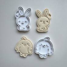 3D Cute Rabbit & Chick Cookie Cutter Mold, Easter Cartoon Rabbit Fondant Cookie Cutter, Easter Element Pattern Cookie Mold, DIY Kitchen Baking Tool - View 5