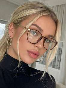 1 pieza Gafas redondas simples y versátiles, ligeras y sin receta para mujer - Multicolor - Ver 1