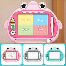 1pc Magnetic Drawing Board - Shark Themed, Colorful Erasable Magnetic Sketching Pad Toy, Learning Sketch Board, Doodle Writing Board With 3 Geometric Stamps & 1 Pen, Birthday Party/Student Gift, Back To School - Multicolor - View 3