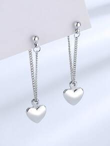 1 par de pendientes de borla con forma de corazón de plata de ley 925, pendientes con forma de corazón de moda innovadora y creativa, adecuados como regalo conmemorativo multifuncional para familiares y amigos, exquisito regalo de Navidad y cumpleaños - amar - Ver 7