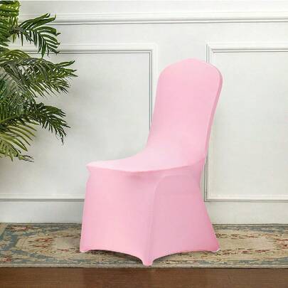 1 pieza Funda de silla rosa, funda elástica de spandex y poliéster para silla, adecuada para bodas, fiestas y banquetes, funda de silla con volantes