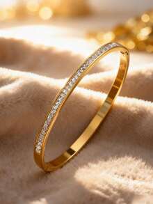 Vòng tay nữ Znice mạ vàng 18k bằng thép không gỉ, thiết kế hoa nhiều lớp, đính đá Cubic Zirconia, chống thấm nước và không phai màu, thích hợp đeo hàng ngày, dự tiệc, làm quà tặng cho bạn bè và gia đình, ngày Valentine, Giáng sinh. - Vàng 3 - Xem 5