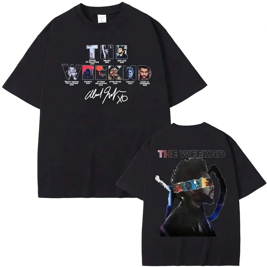 R&B Pop & Hip Hop Singer The Weeknds After Hours Til Dawn 2026 European Tour T-Shirt Men's Hip Hop Cl - màu đen - Xem 1