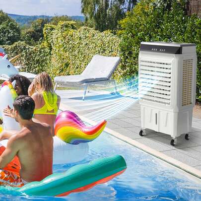 Evaporative Air Cooler, 2100 CFM, 135° Oscillating Swamp Cooler With Adjustable 3 Speeds And 12 H Timer, 7 Gal Portable Air Cooler For 750 Sq.Ft, Indoor/Outdoor Use, FCC Listed