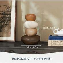 Resin Fortune-Turning Stone-Shaped Vase, Hand-Painted Home Decoration Craft Vase, Suitable For Christmas And New Year Decoration. It Can Be Placed In The Home, Office Desk, Living Room For Display, And Is A Perfect Gift And Holiday Decoration For Weddings And Festivals - 1 chiếc bình hoa - Xem 9