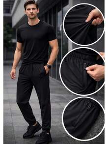 Men's Dry Fit Gym Pants Comfortable, Flexible, Quick Drying, And Suitable For Intense Physical Activities - màu đen - Xem 2