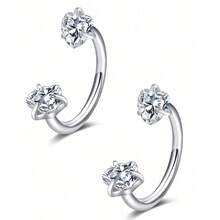 2PCS Stainless Steel Zirconia Horseshoe Ring Piercing Nose Ear Belly Rings Women Cartilage Helix Earrings Daith Piercing Jewelry - Nose Ring - View 18