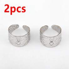 2个不锈钢扁平戒指底座，可调节开口戒圈，适合DIY镶嵌圆形宝石的珠宝 - 戒指托 - 查看 10