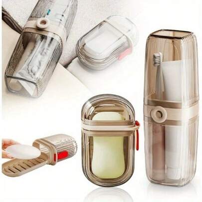 Portable Travel Mouthwash Cup And Soap Box Set, Couples Toothbrush Cup Organizer With Toothbrush And Toothpaste Set